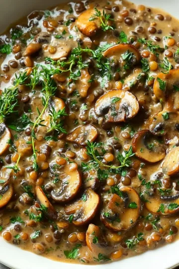 Lentil Mushroom Stroganoff