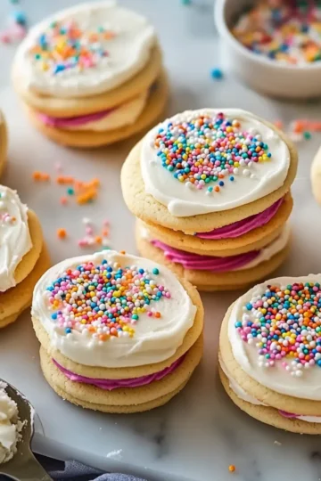 Funfetti Shortbread Sandwich Cookies with Frosting