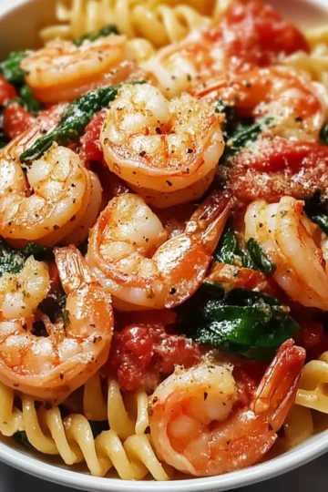 Tomato Spinach Shrimp Pasta