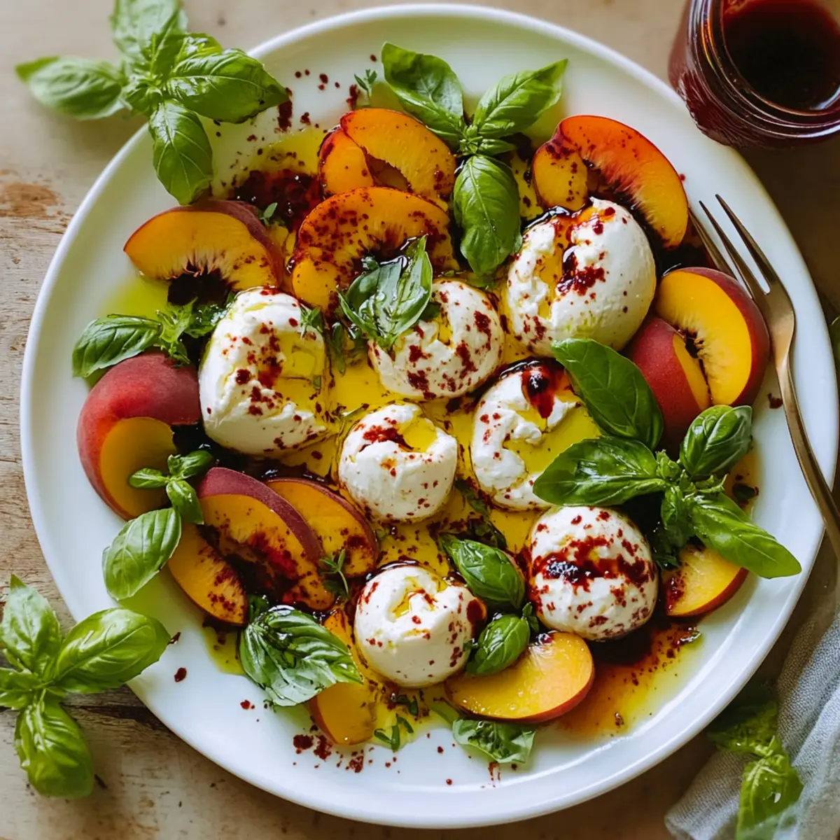 Peach Caprese Salad with Burrata