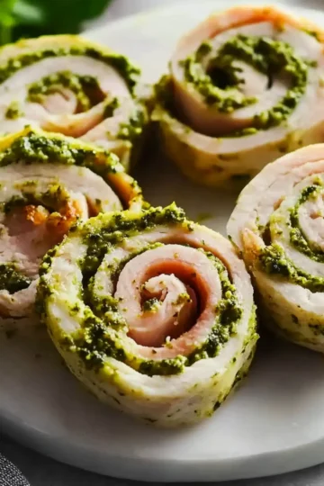 Pesto Turkey Pinwheels with Smoked Provolone