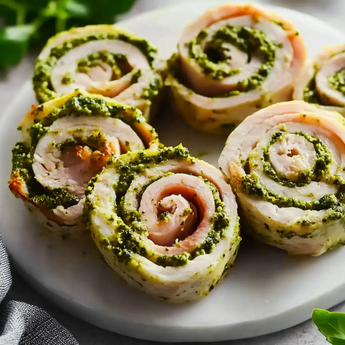 Pesto Turkey Pinwheels with Smoked Provolone