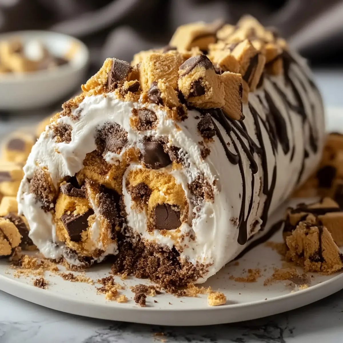 S’mores Explosion Cookie Dough Ice Cream Roll