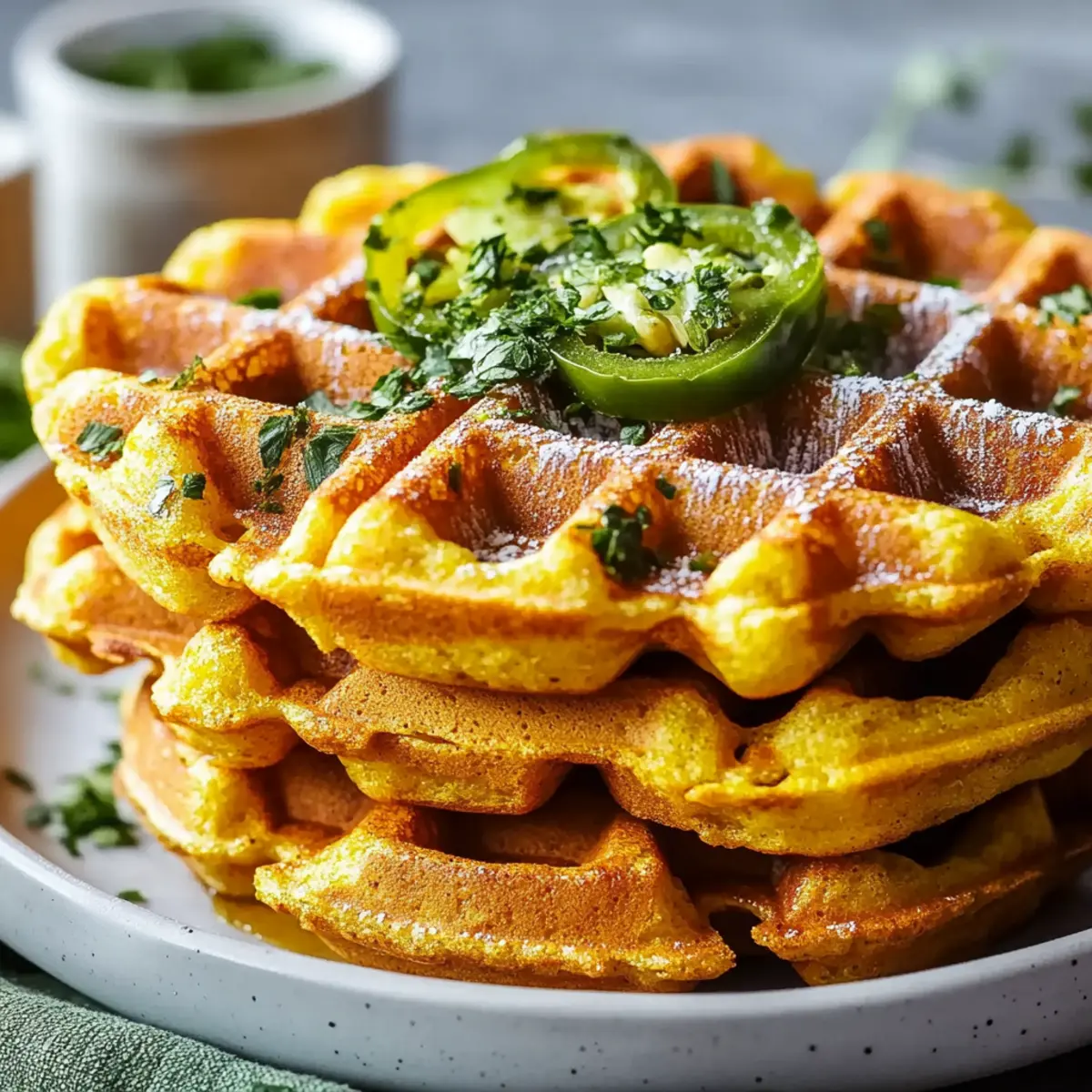 Cheddar Jalapeño Cornbread Waffles
