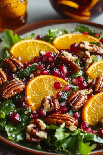 Winter Salad with Oranges, Pomegranate & Candied Pecans
