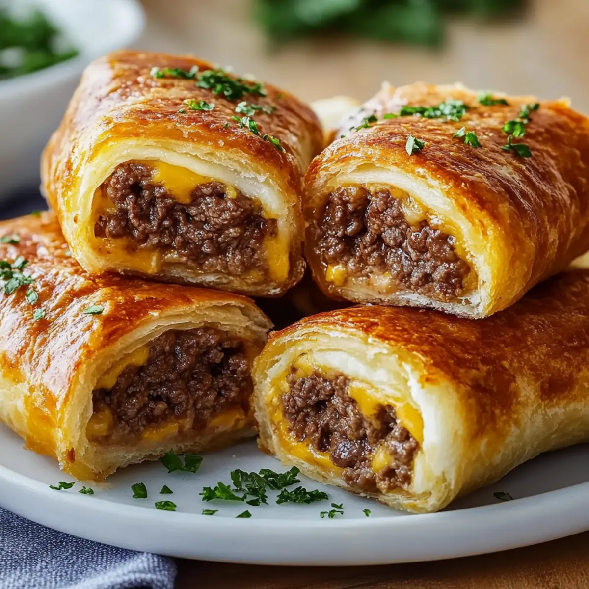 Garlic Butter Beef Cheeseburger Rollups