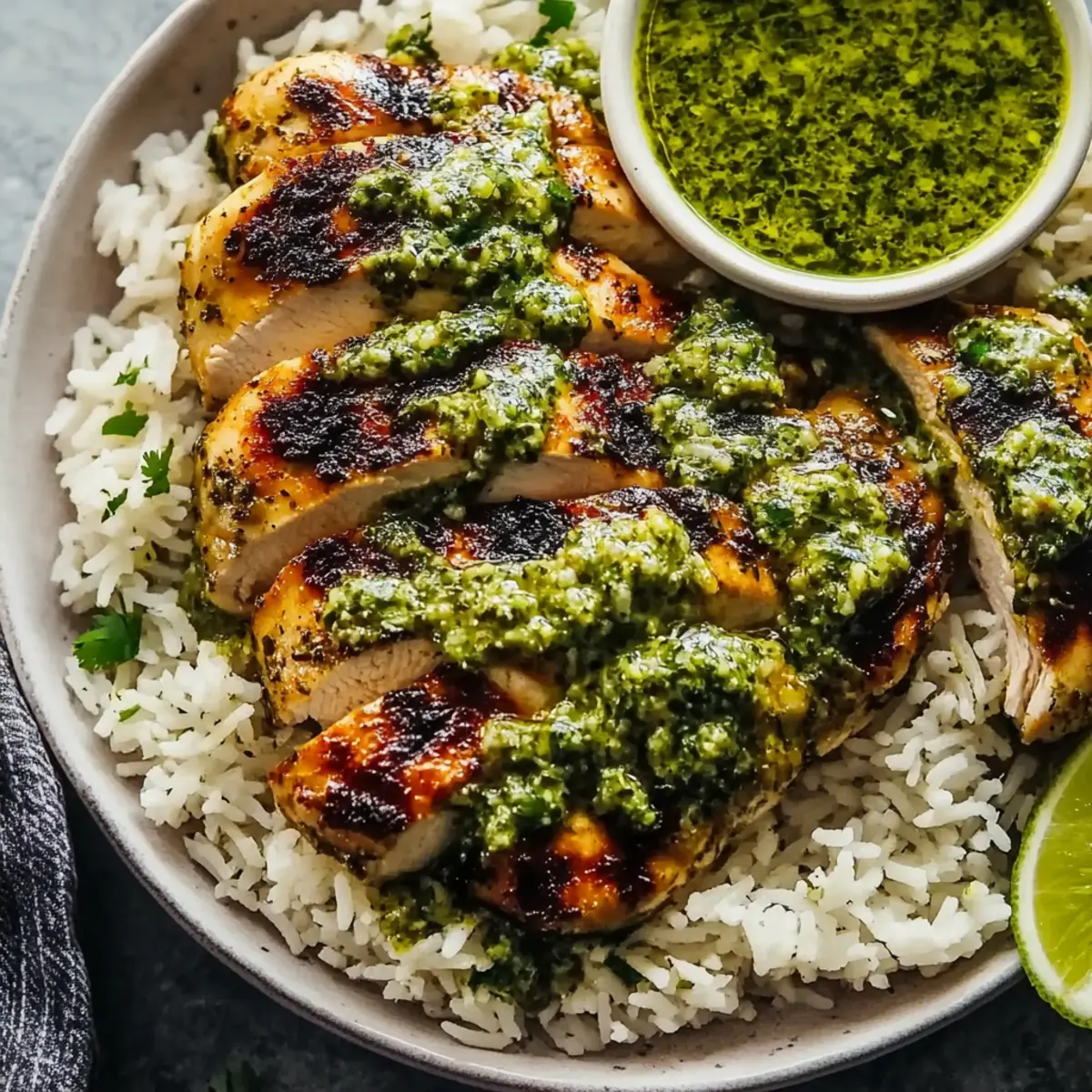 Peruvian Chicken with Aji Verde & Cilantro-Lime Rice