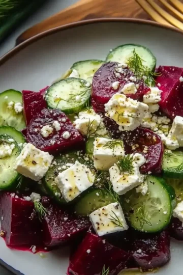 Vibrant Beet Salad with Feta, Cucumbers, and Dill