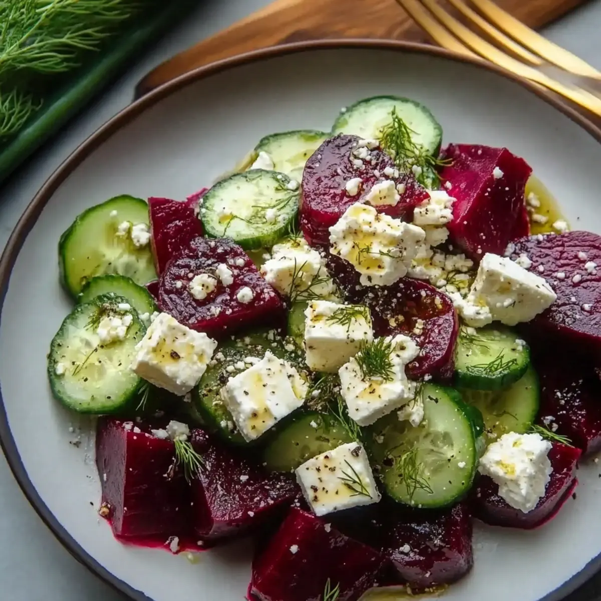 Vibrant Beet Salad with Feta, Cucumbers, and Dill