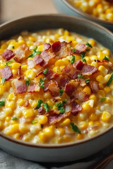 Slow Cooker Cheddar Corn with Bacon