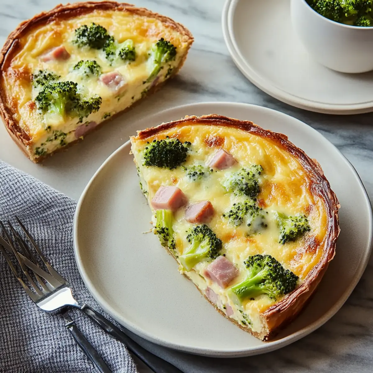 Crustless Quiche with Ham, Broccoli & Cheese